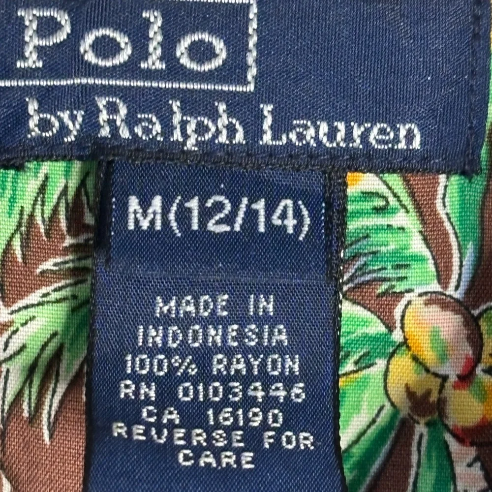 Polo Ralph Lauren vintage‎ Brown/Green Hawaiian Loop Collar youth size M 10-12